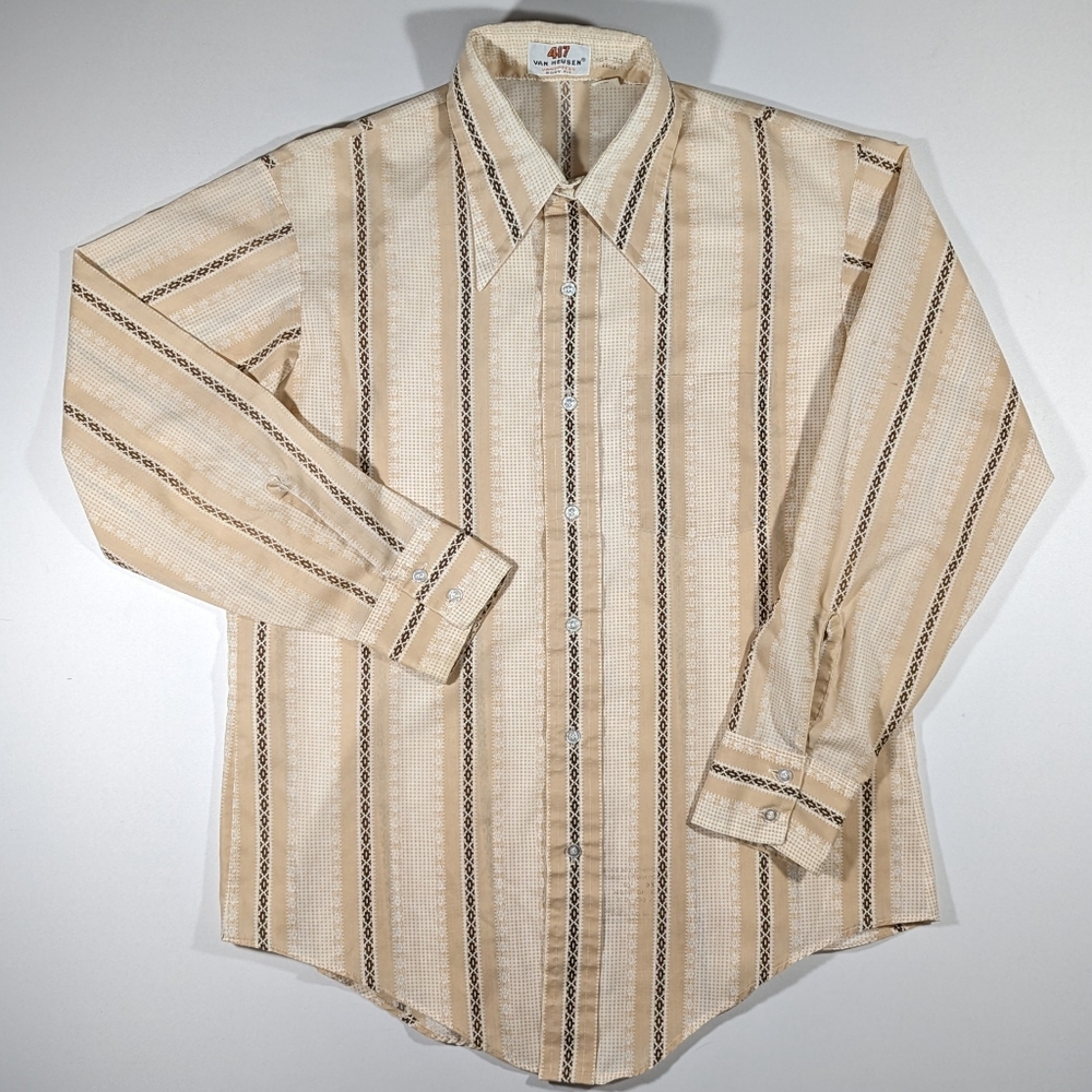 Vintage Van Heusen 417 Vanopress Disco Shirt Mens Size Large Button Up 70s